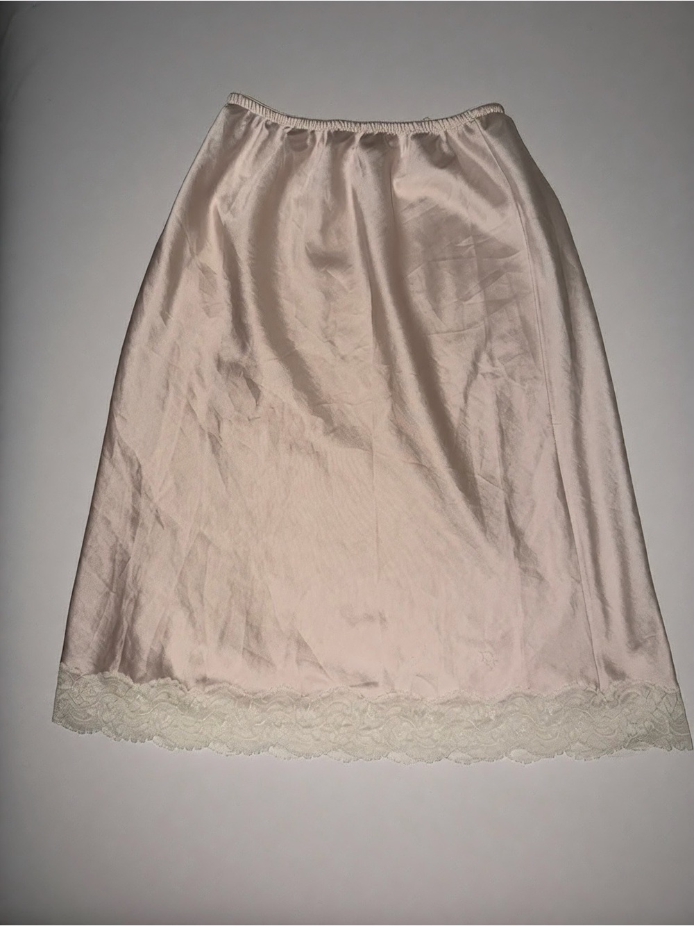 Dior Pale Pink Satin Half Slip with Lace Hem